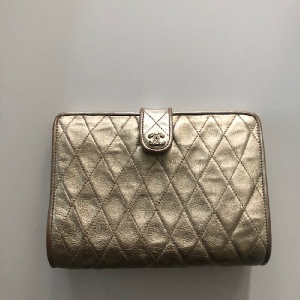 Chanel vintage gold clutch